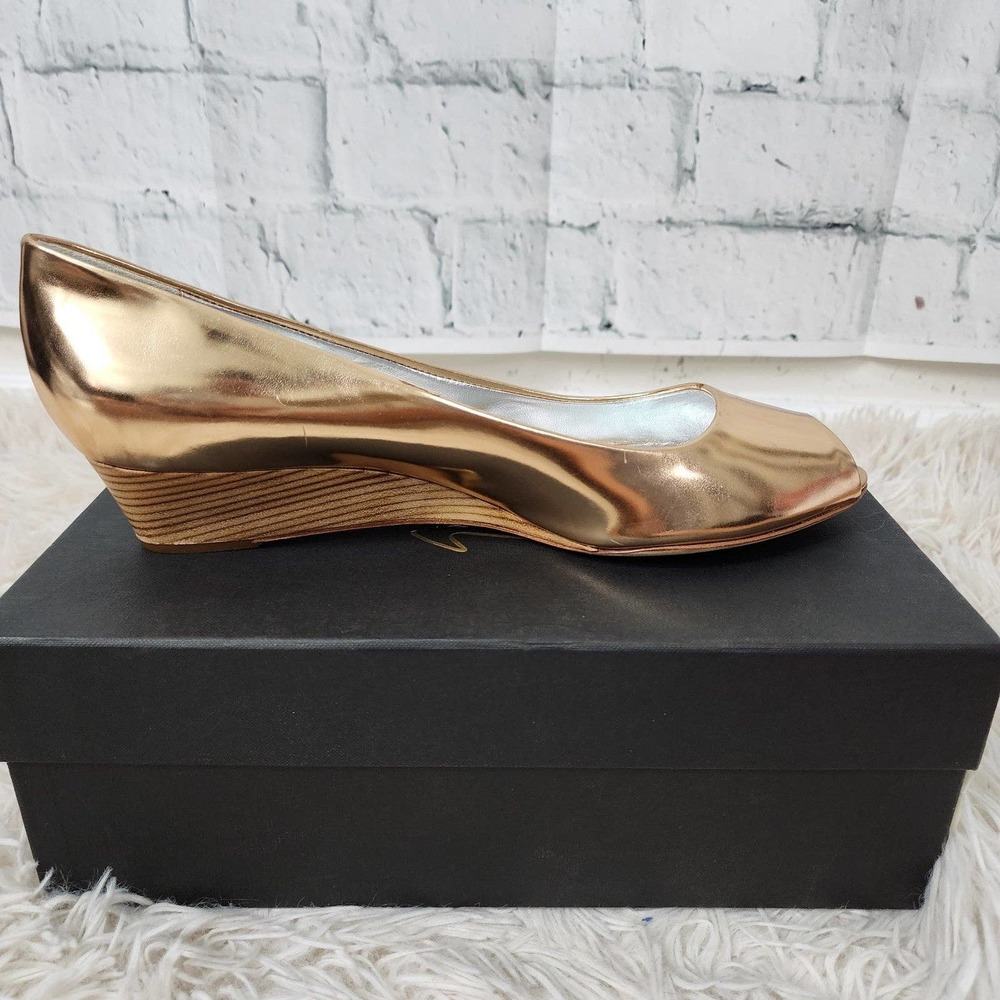 Giuseppe Sanotti  1.5" Heels Sz 40(10) mirror rose gold peep toe wedge shoes ACL